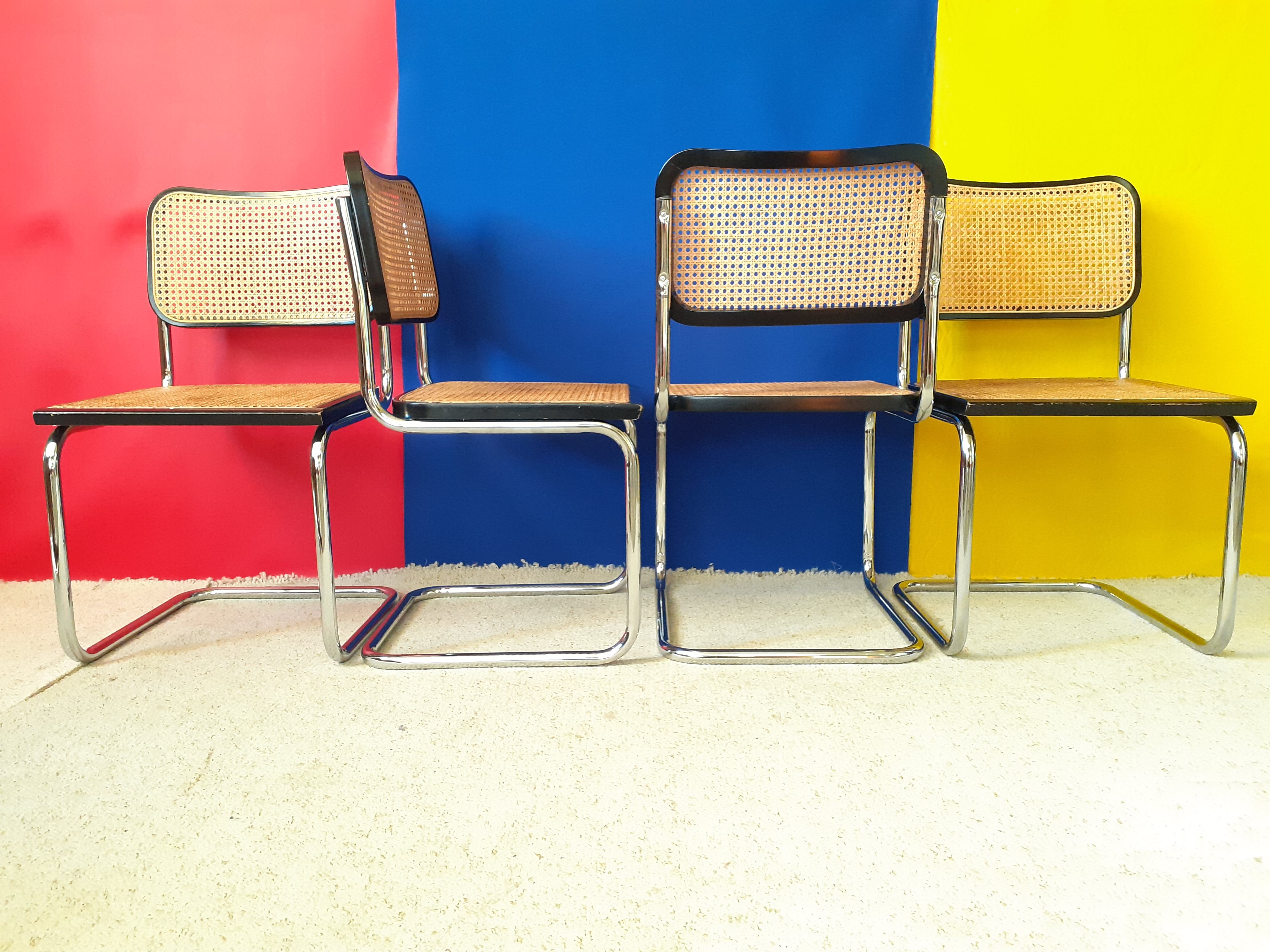 Series of 4 chairs B32, Marcel Breuer design
