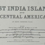 Map of Cuba and The Caribbean Sea circa 1869 Keith Johnston Royal Atlas Hand coloured map