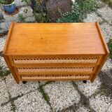 Rattan chest of drawers and vintage wood