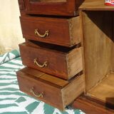 Small oak display case, old glass