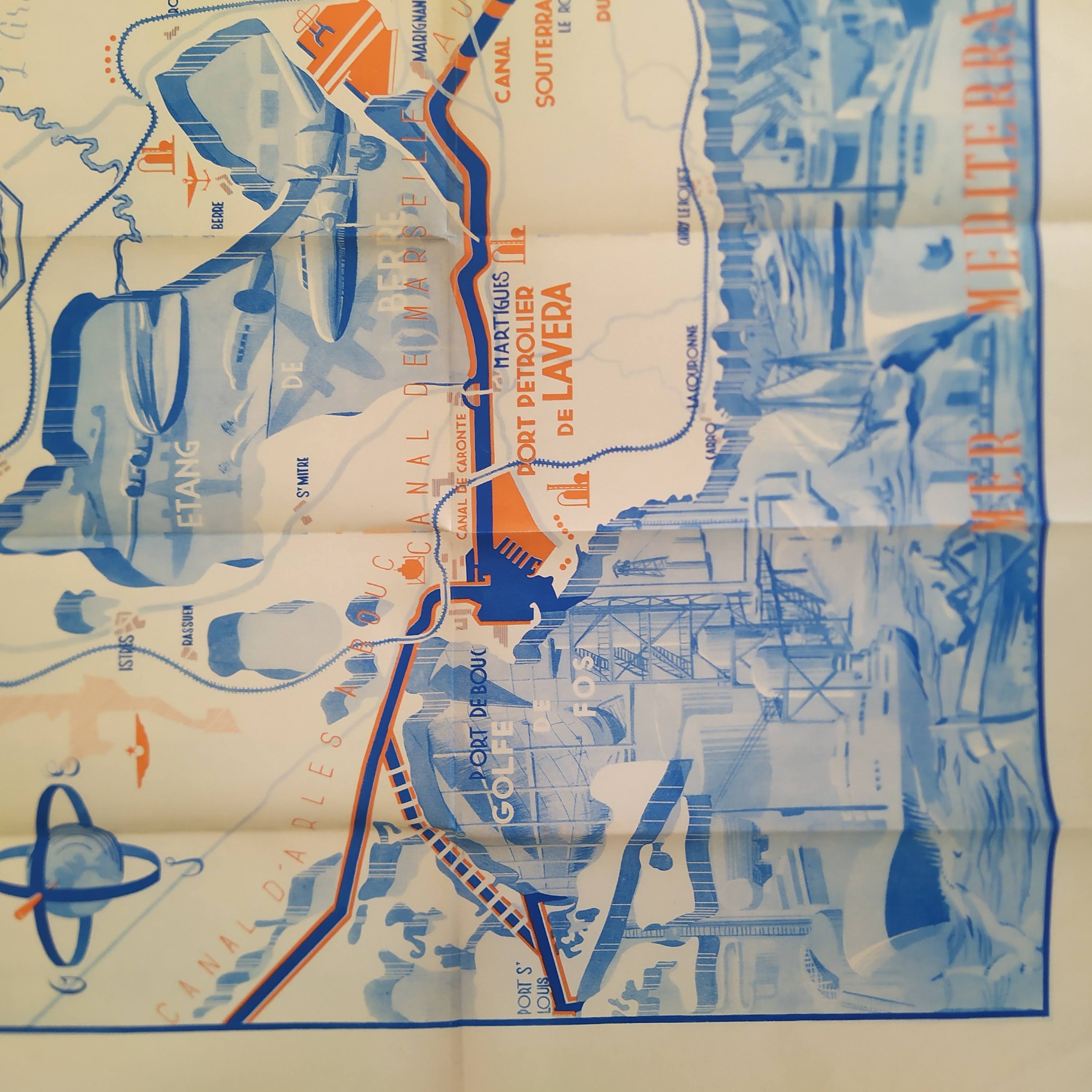 Poster, map of the ports of Marseille