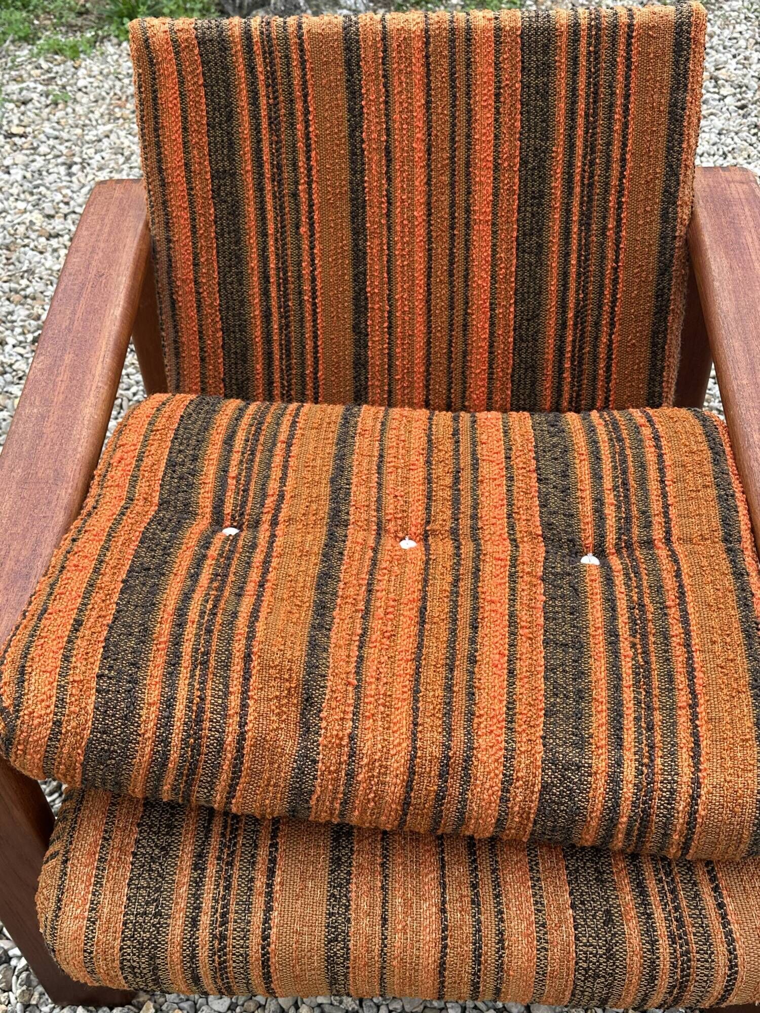 Vintage Scandinavian living room from the 1970s in teak and fabric.