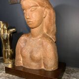Art Deco Expressionist Sculpture "Nude Female Bust" unique piece 1940