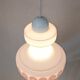 Vintage French pendant light in cream-white glass with pink flowers
