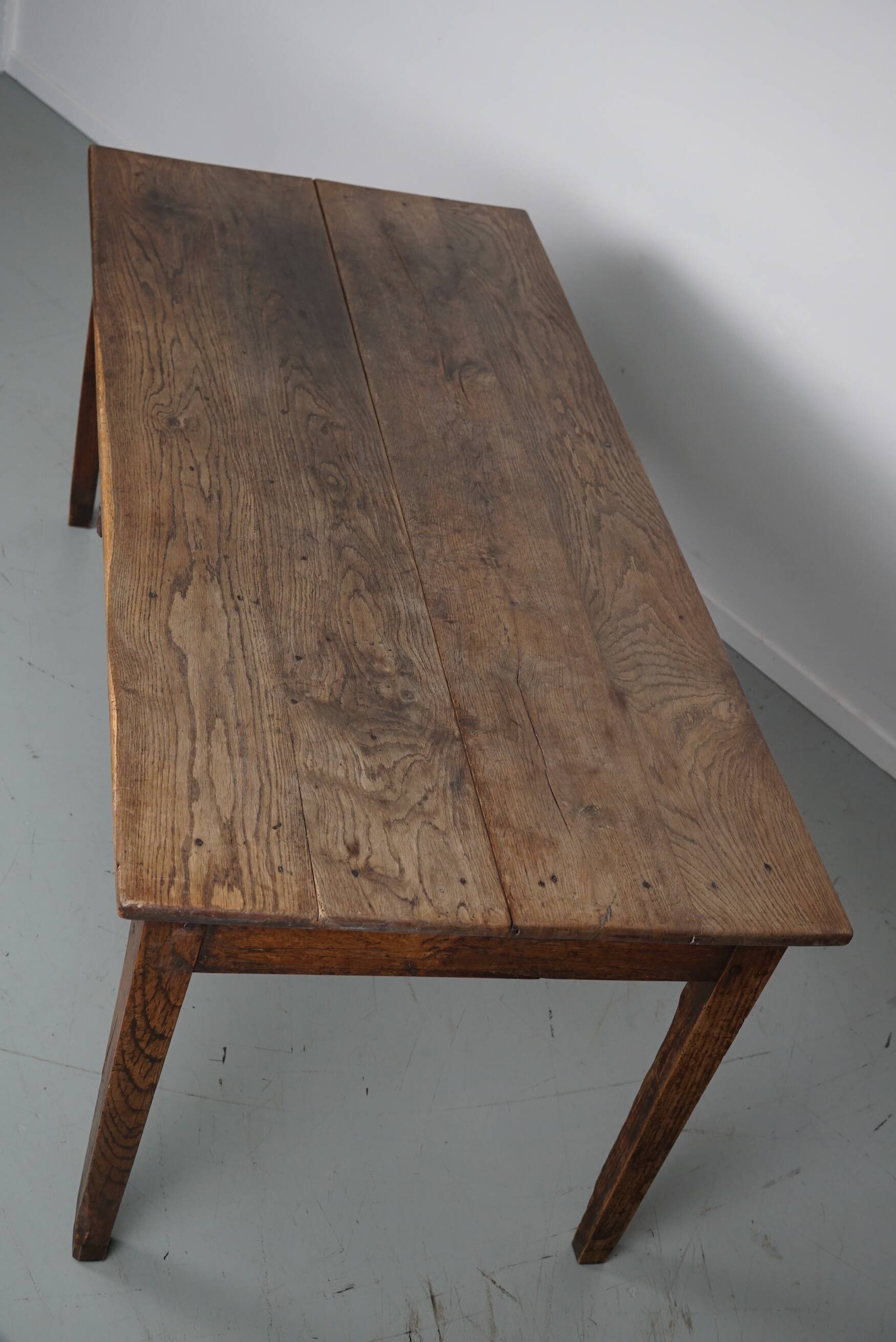 Antique Oak 19th Century French Rustic Farmhouse Dining Table