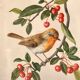 Antique engraving bird in metal frame