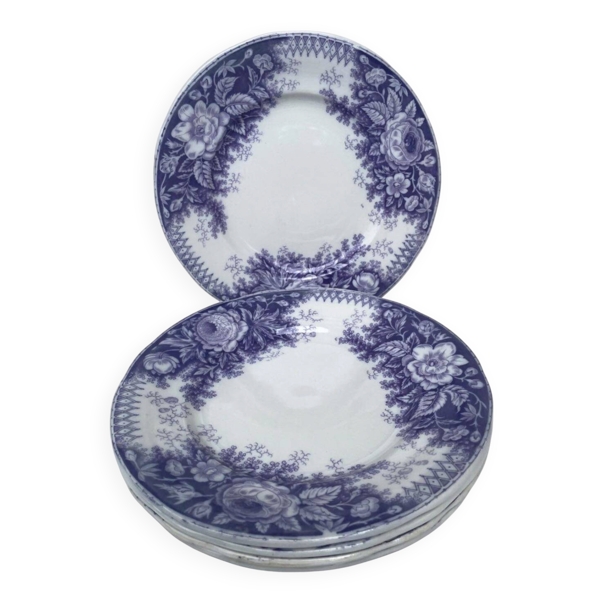 Dessert plates Sarreguemines model Jardinière 19th century