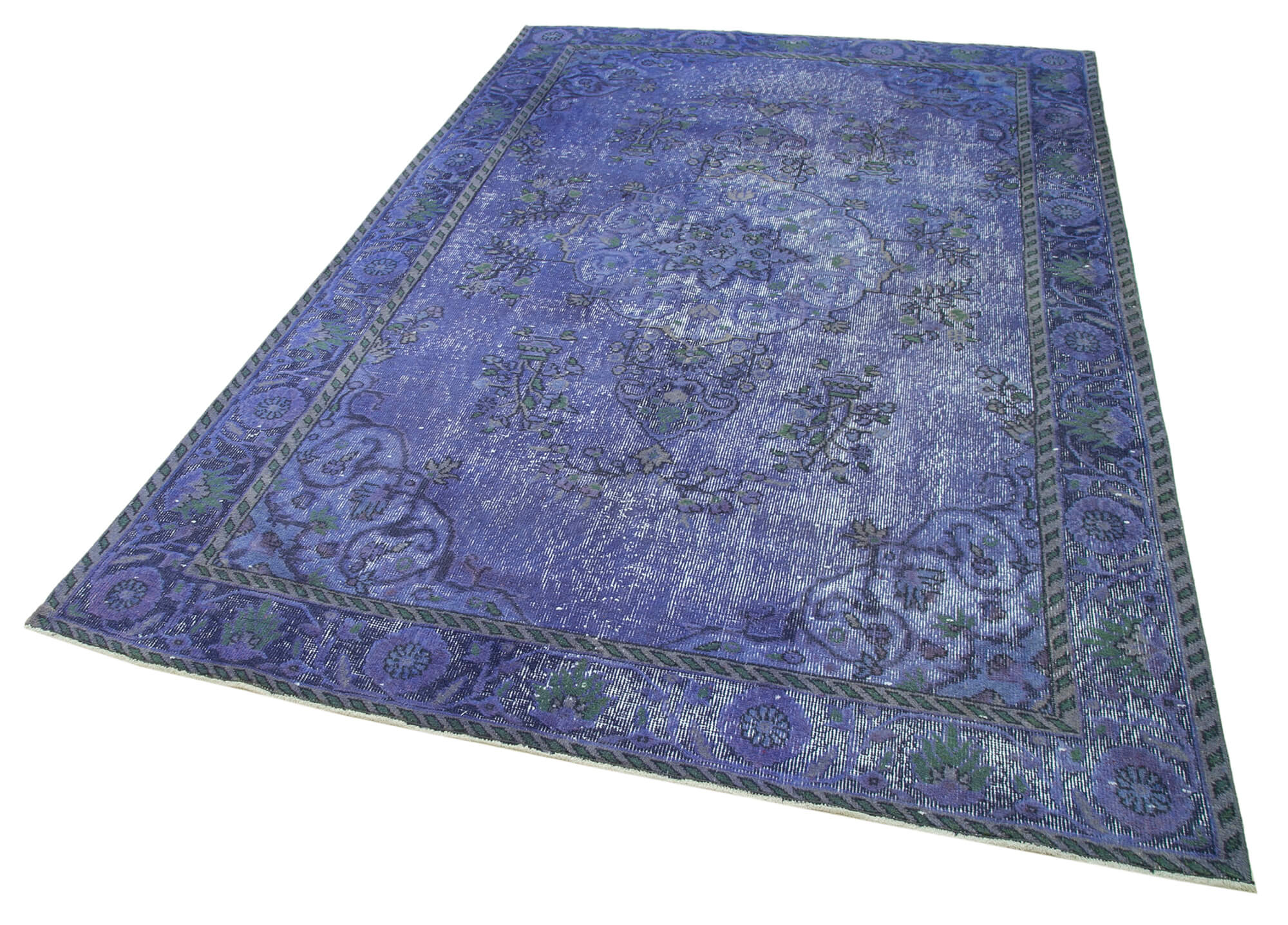 Hand-knotted bohemian turkish 1970s 180 cm x 274 cm purple rug