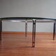 Table basse vintage par Horst Brüning pour Kill International, acier et verre chromés, années 1960.