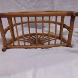 Woven bamboo magazine rack from the 1970s