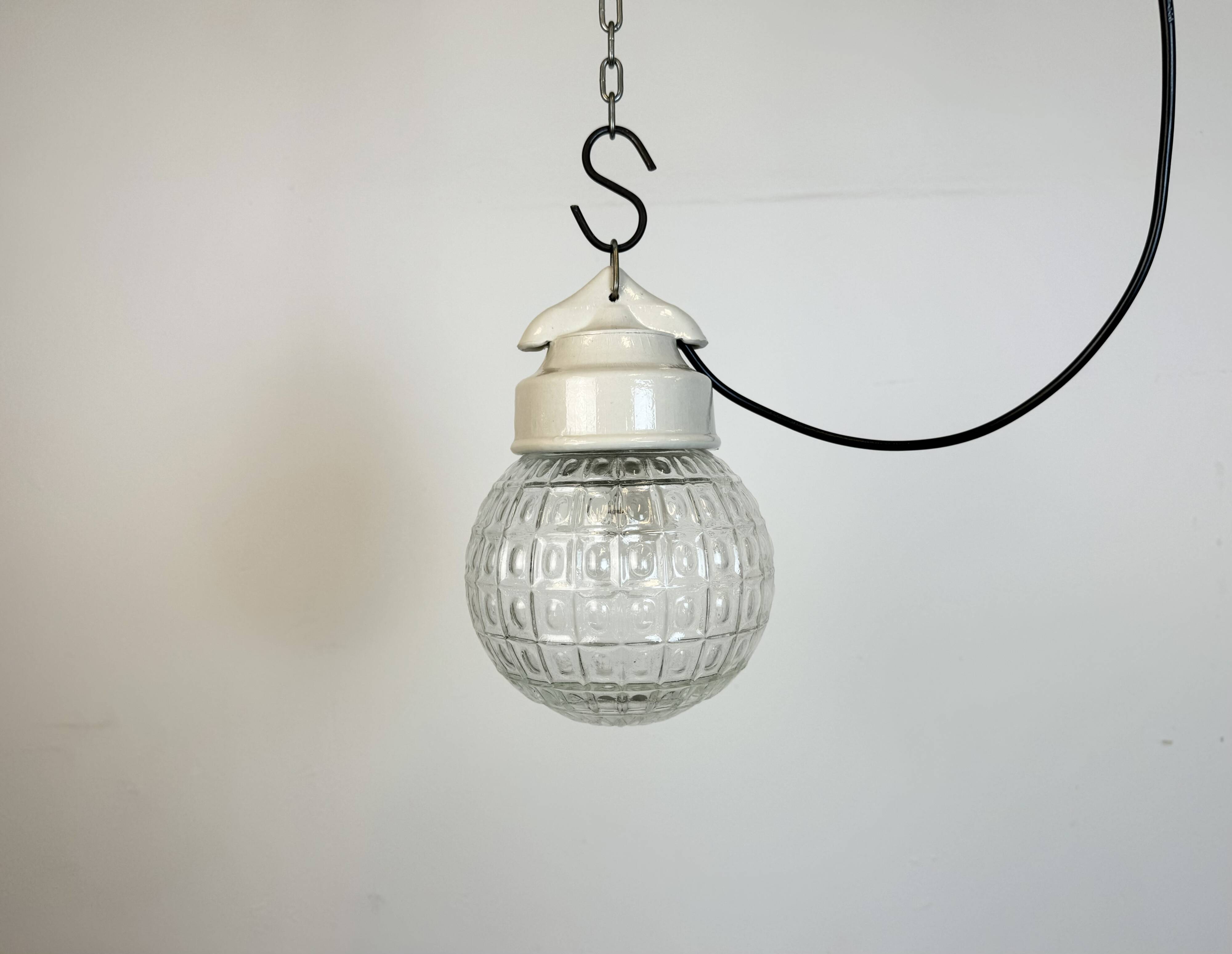 Vintage White Porcelain Pendant Light, 1970s