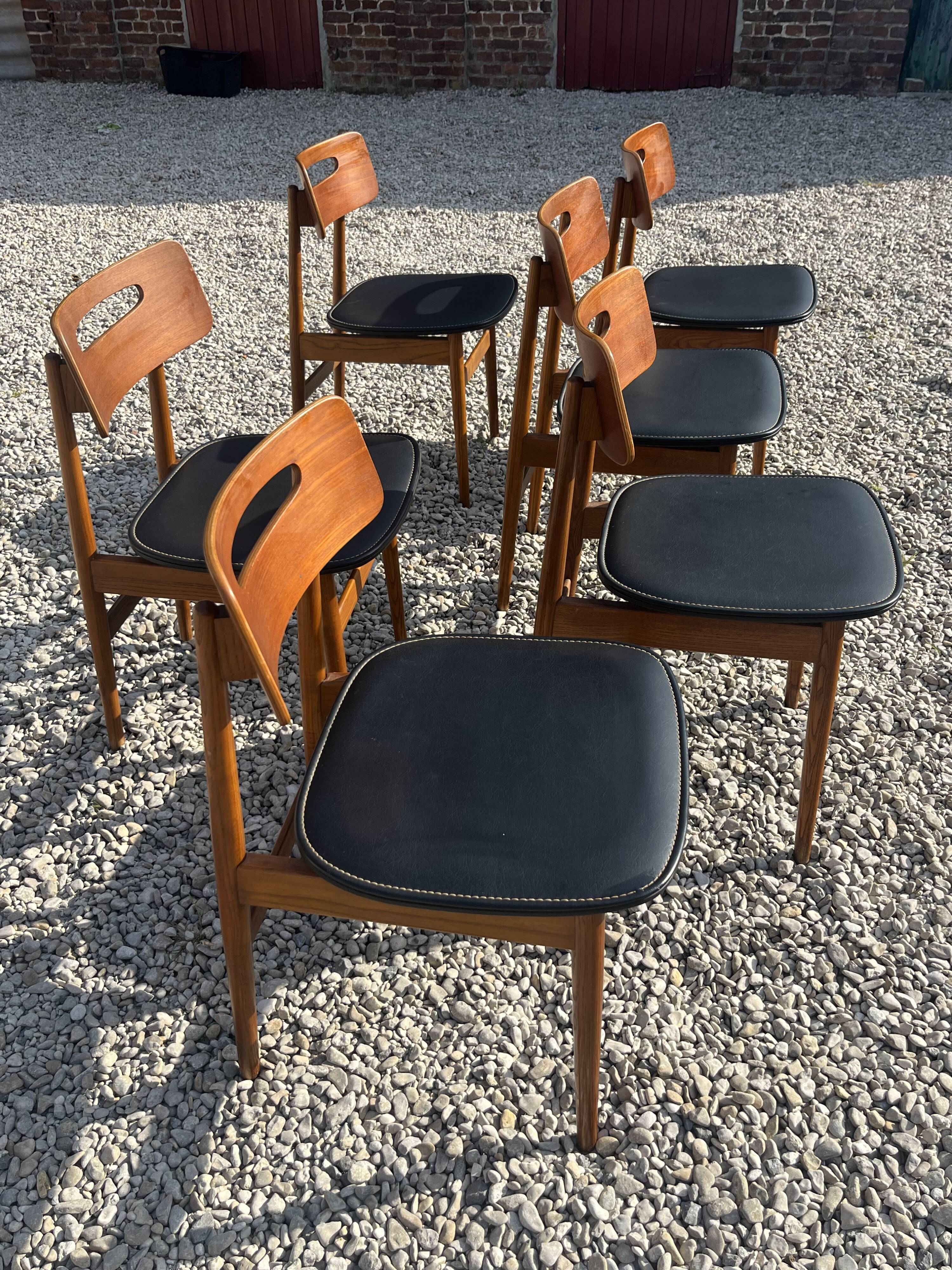 Set de 6 chaises scandinave en teck