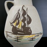 Vintage vase 1960 ceramic boats