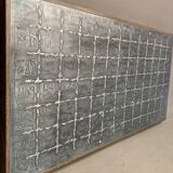 Large walnut and metal wall decoration "Design 1950"
