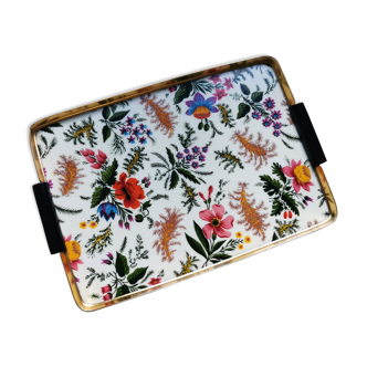 Vintage gold metal flowers tray