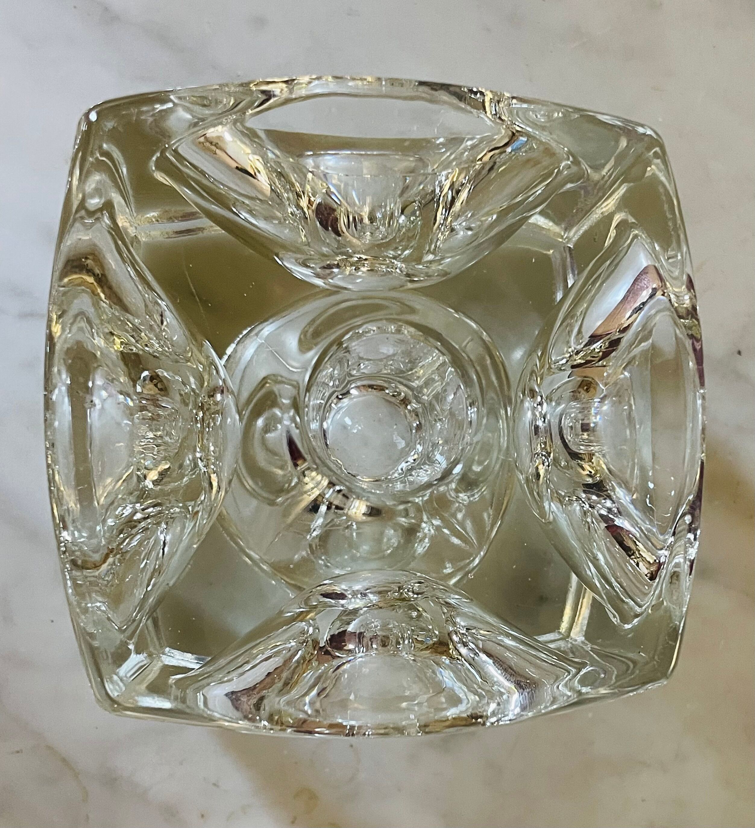 "Ice Cube" candle holders in solid glass attributed to Peill & Putzler - All