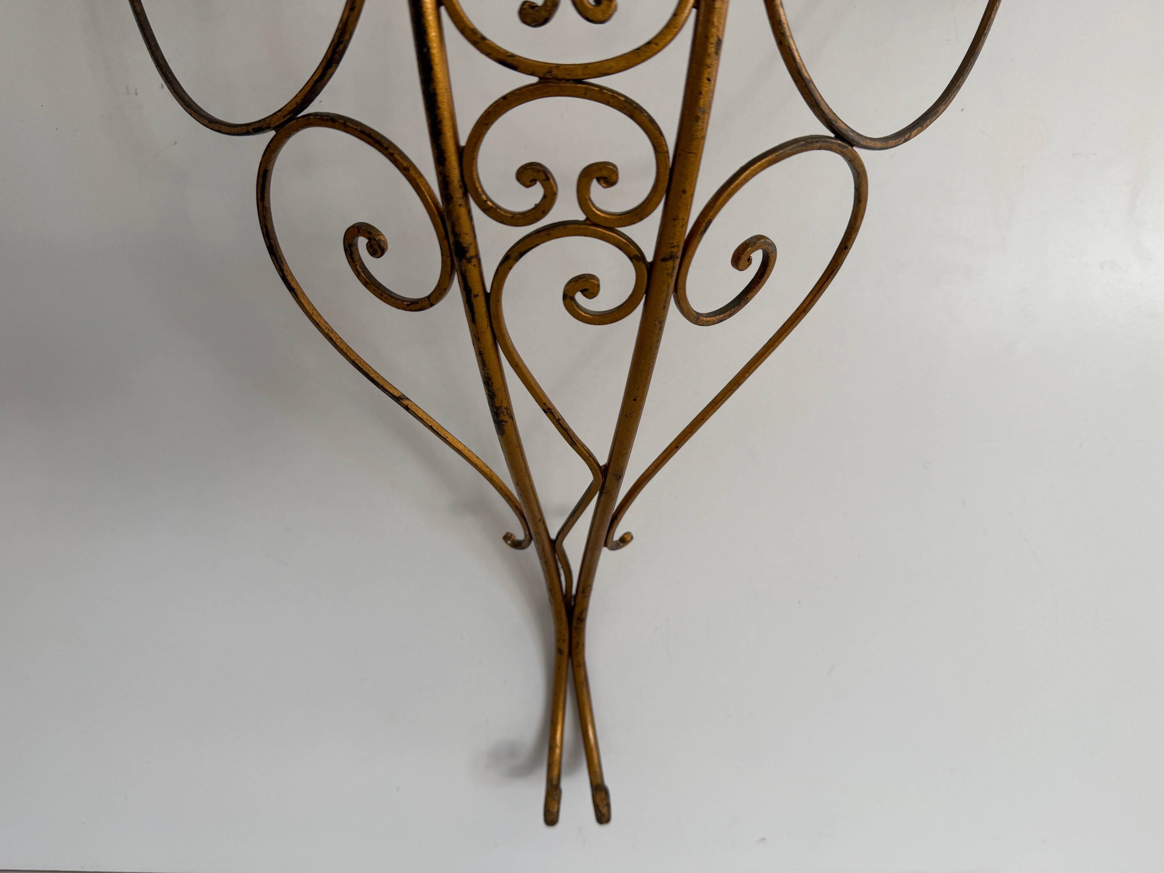 Mid-century floating wall console in wrought iron, 1950, Italy
