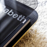 Coffee table lounge smoked glass brass wide