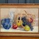 Aquarelle sur papier par Christiane Laurent nature morte XXe cadre doré