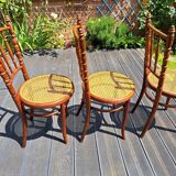 Set of 6 Fischel chairs in cane wood