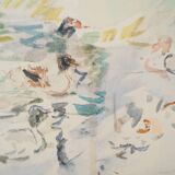 Berthe Morisot: Little girl feeding ducks, signed lithograph