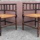 Pair of corner chairs or armchairs "fireplace corner" (Straw seat)