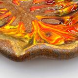 Polychrome glazed ceramic multi-lobed bowl from the 1970s