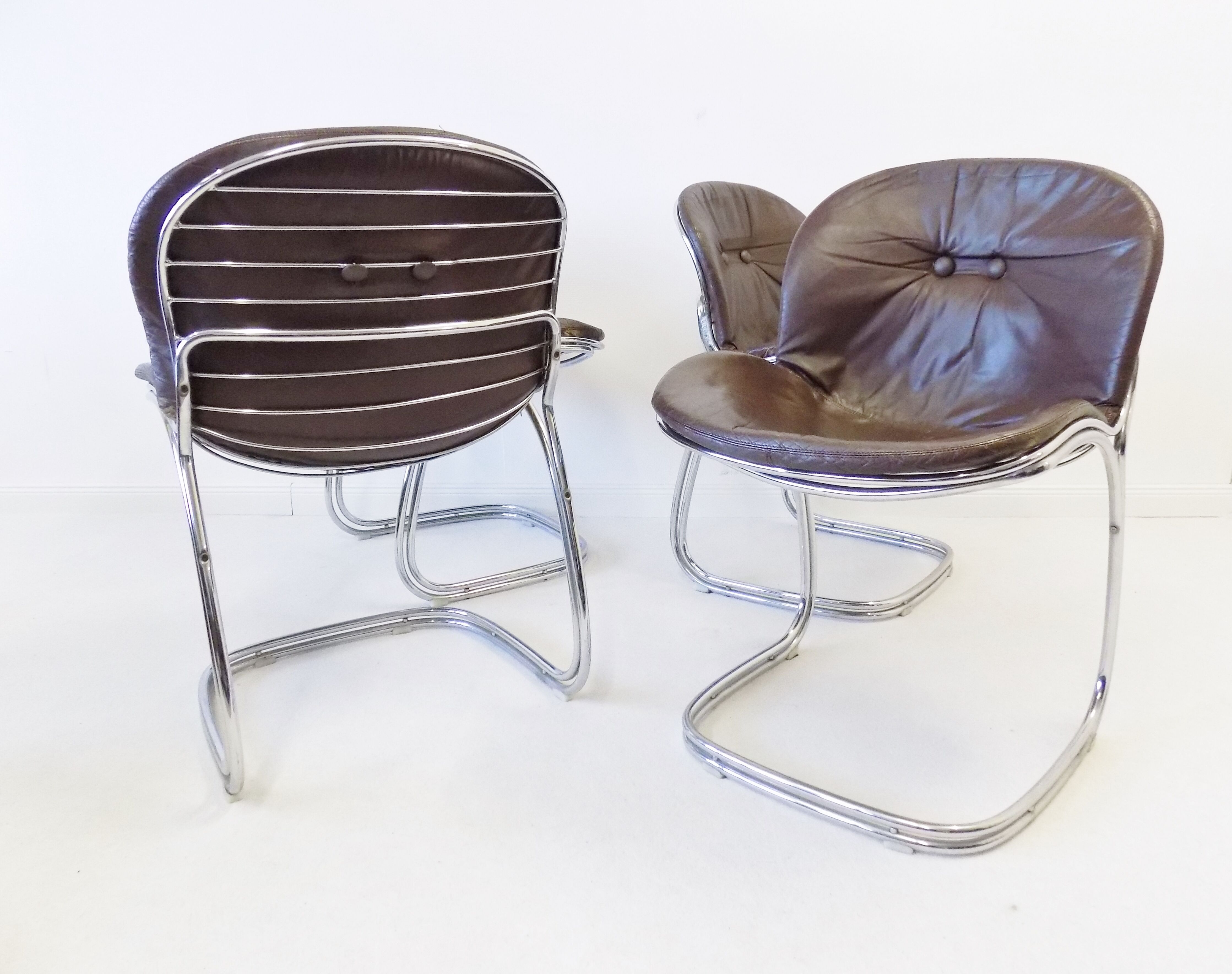 Rima Sabrina set of 4 leather dining chairs by Gastone Rinaldi