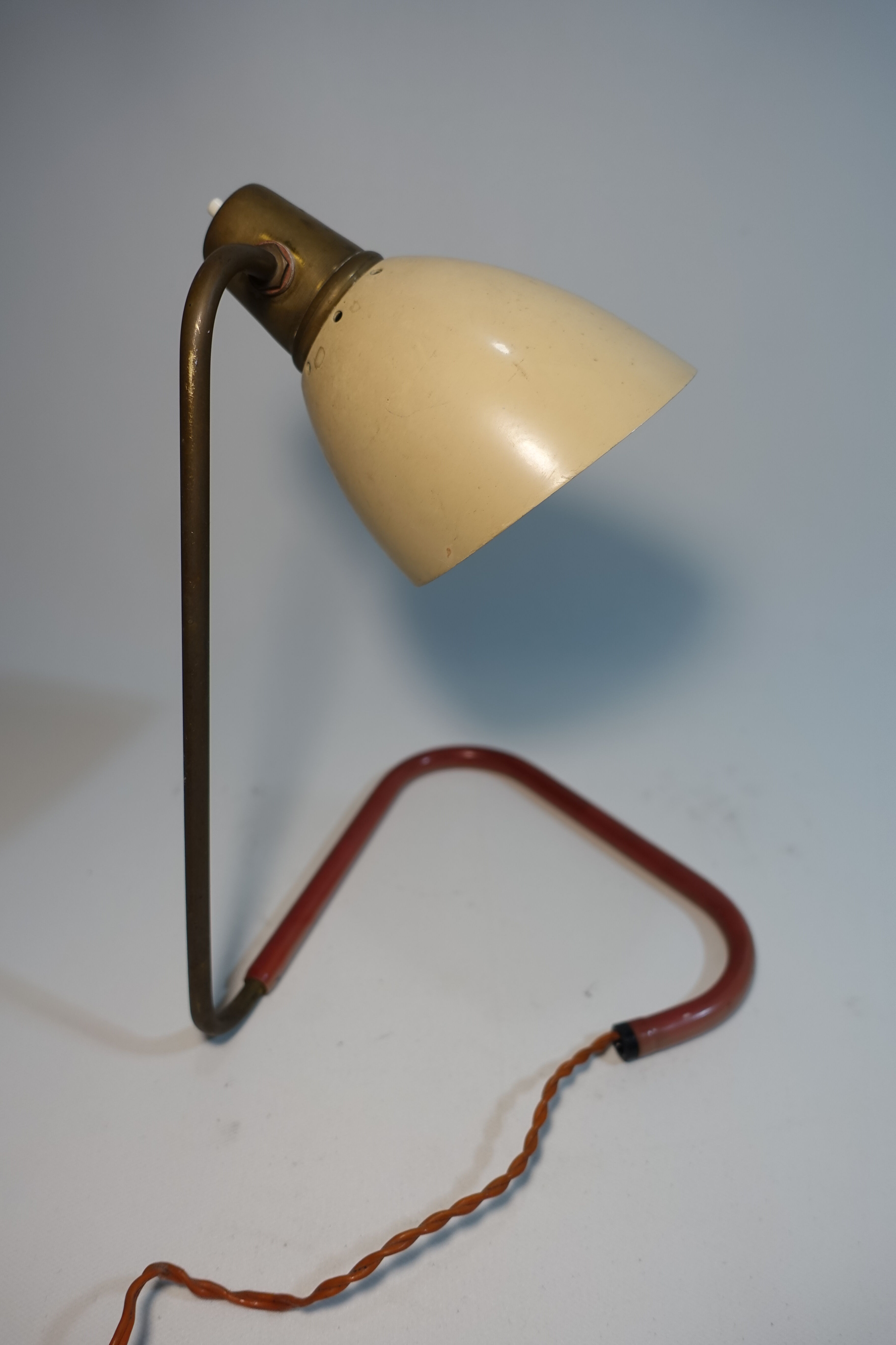 Golden brass casserole lamp 1950s