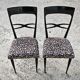 Set de 6 chaises salle à manger Mid Century laque noire peluche imprimé léopard