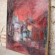 Oil on canvas signed Monique Humbert, abstract composition, wall painting, interior decoration.