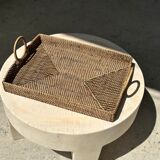 Rectangular Asian handmade basket with circular handle L:45 l:35
