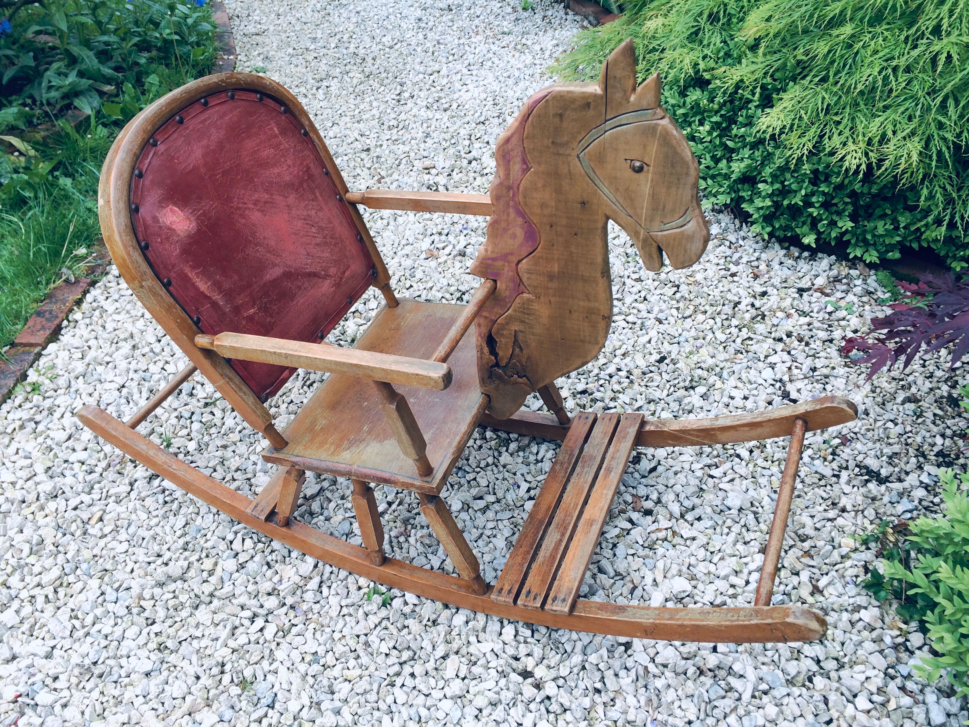 Child rocking horse wooden