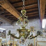 Lustre pampilles et laiton 9 ampoules