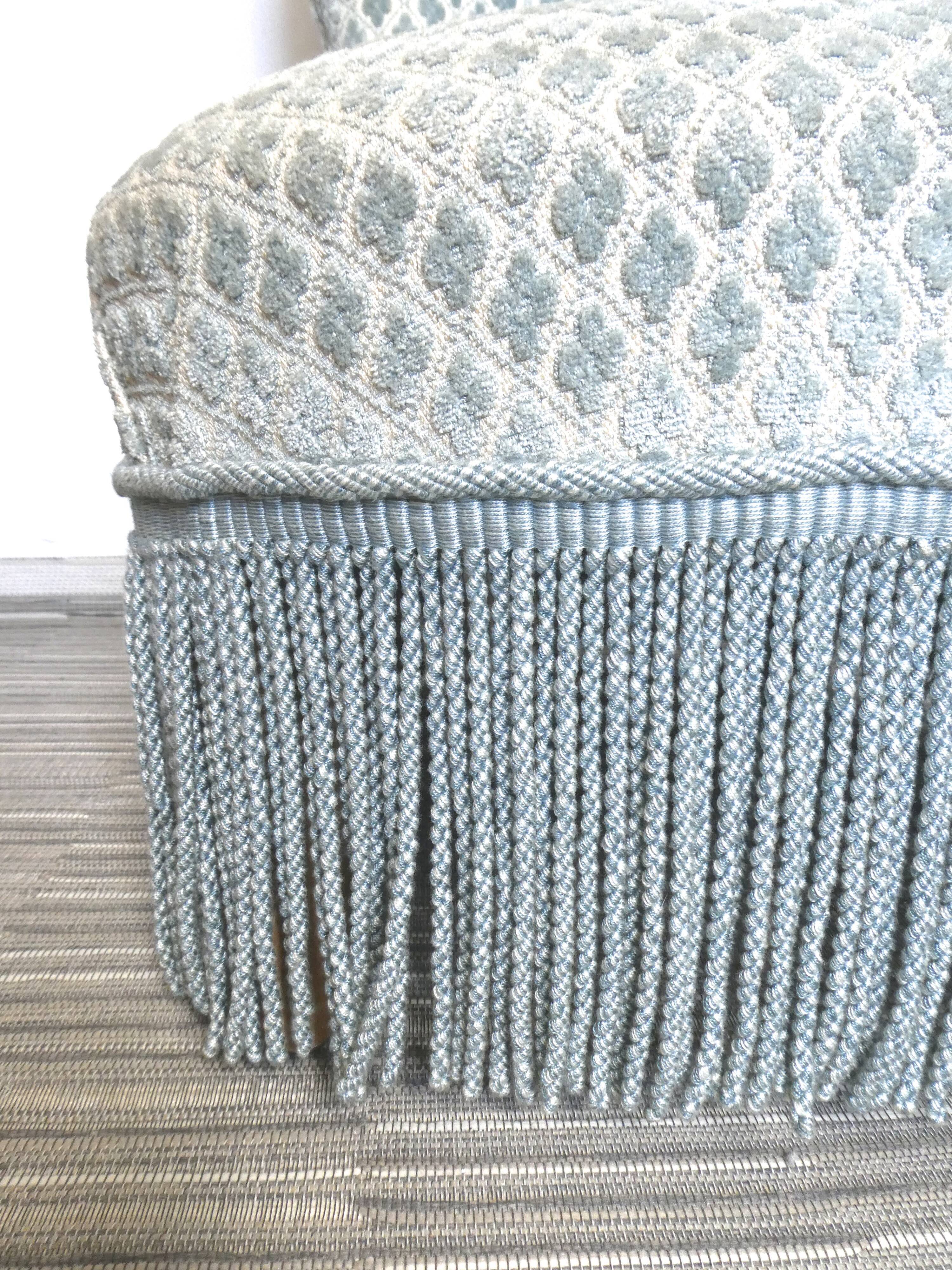 Pastel blue velvet toad chair