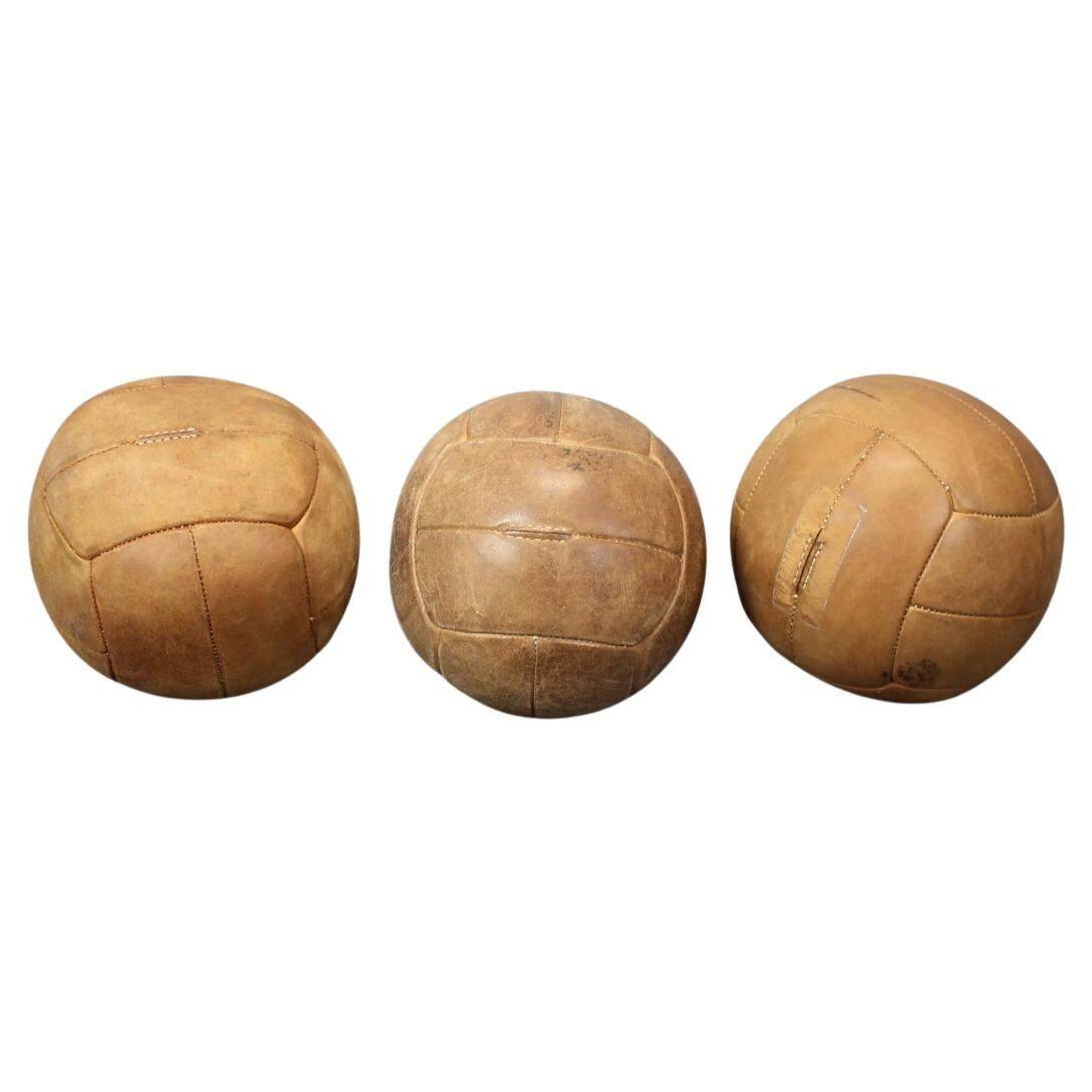 Ballon médicinal vintage en cuir marron, Tchécoslovaquie années 1930