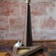 Art Deco lamp, table lamp, bedside lamp, conical wooden lamp with triangular base, 40s.