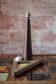 Art Deco lamp, table lamp, bedside lamp, conical wooden lamp with triangular base, 40s.