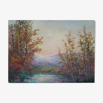 Oil on landscape canvas