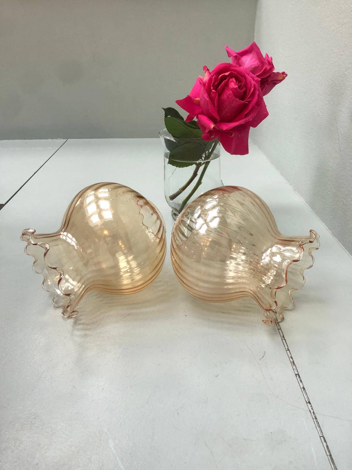 Paire de globes tulipes ambrés