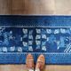 1900s Chinese PaoTao wool rug with deer, blue & ivory, 67 × 131 cm - 1C1306