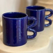 Mug cup ceramic handle graphic wave colorful design Majorelle Blue Klein