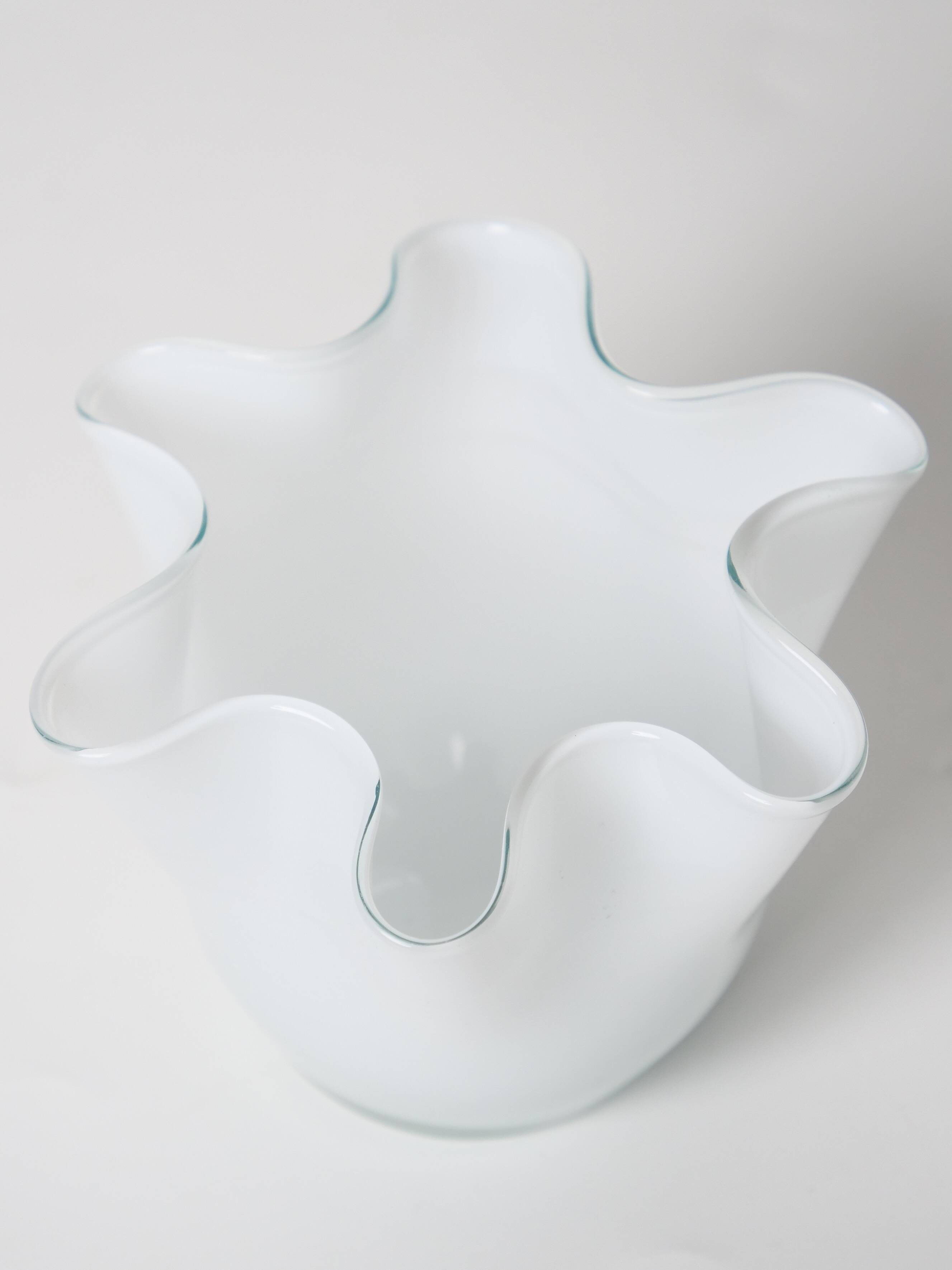 small handkerchief vase in white opaline