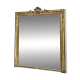 Miroir de cheminée à fronton et perlé 178,5/151cm feuille d’or,mercure