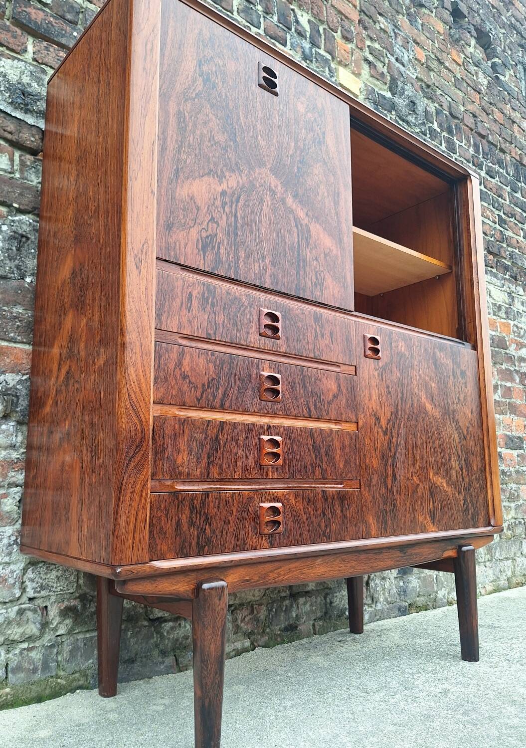 Vintage rosewood sideboard, antique secretary furniture, bookcase