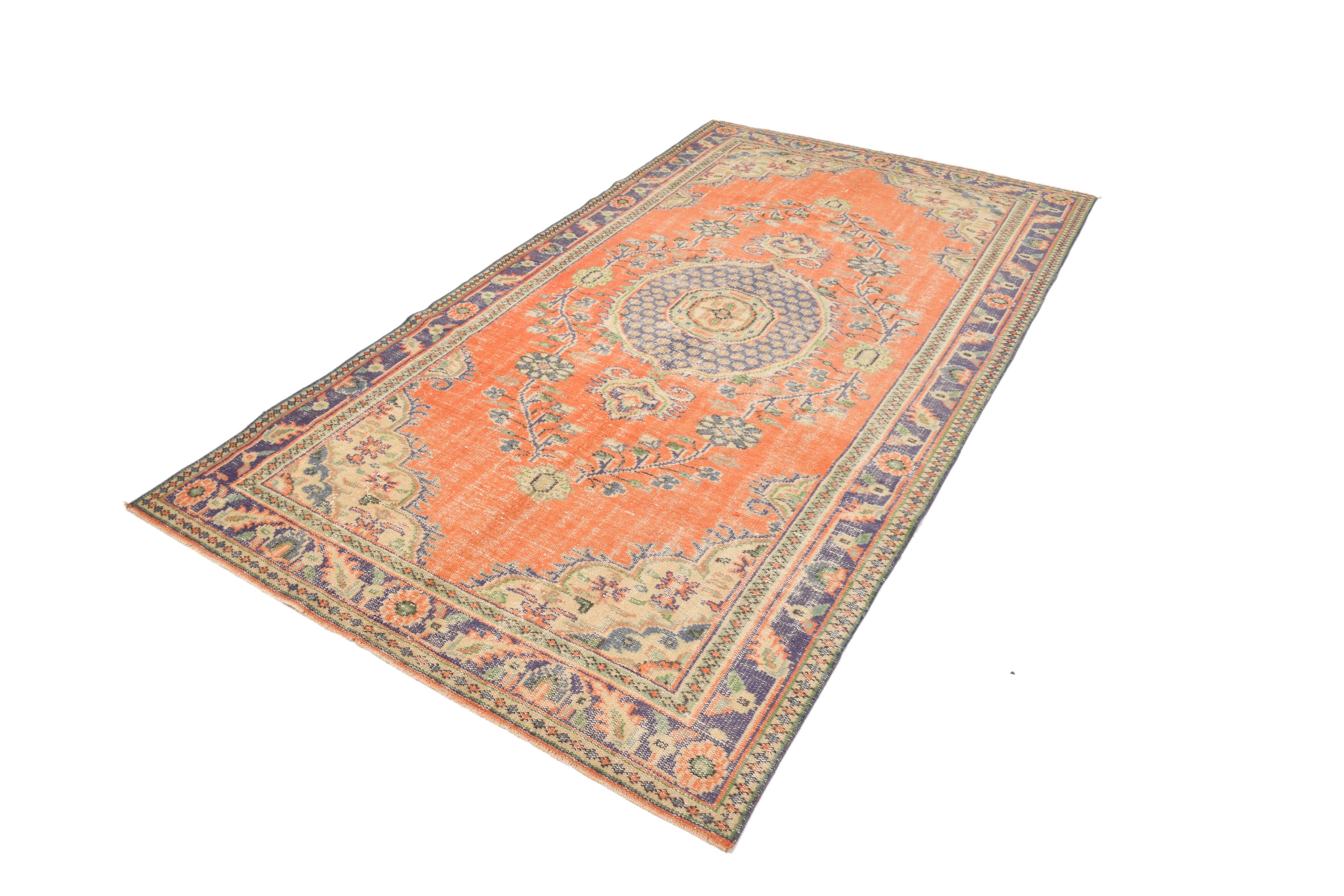6x10 Faded Orange Classic Pattern Vintage Rug, 177x312 Cm
