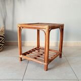 Vintage side table in rattan and bamboo