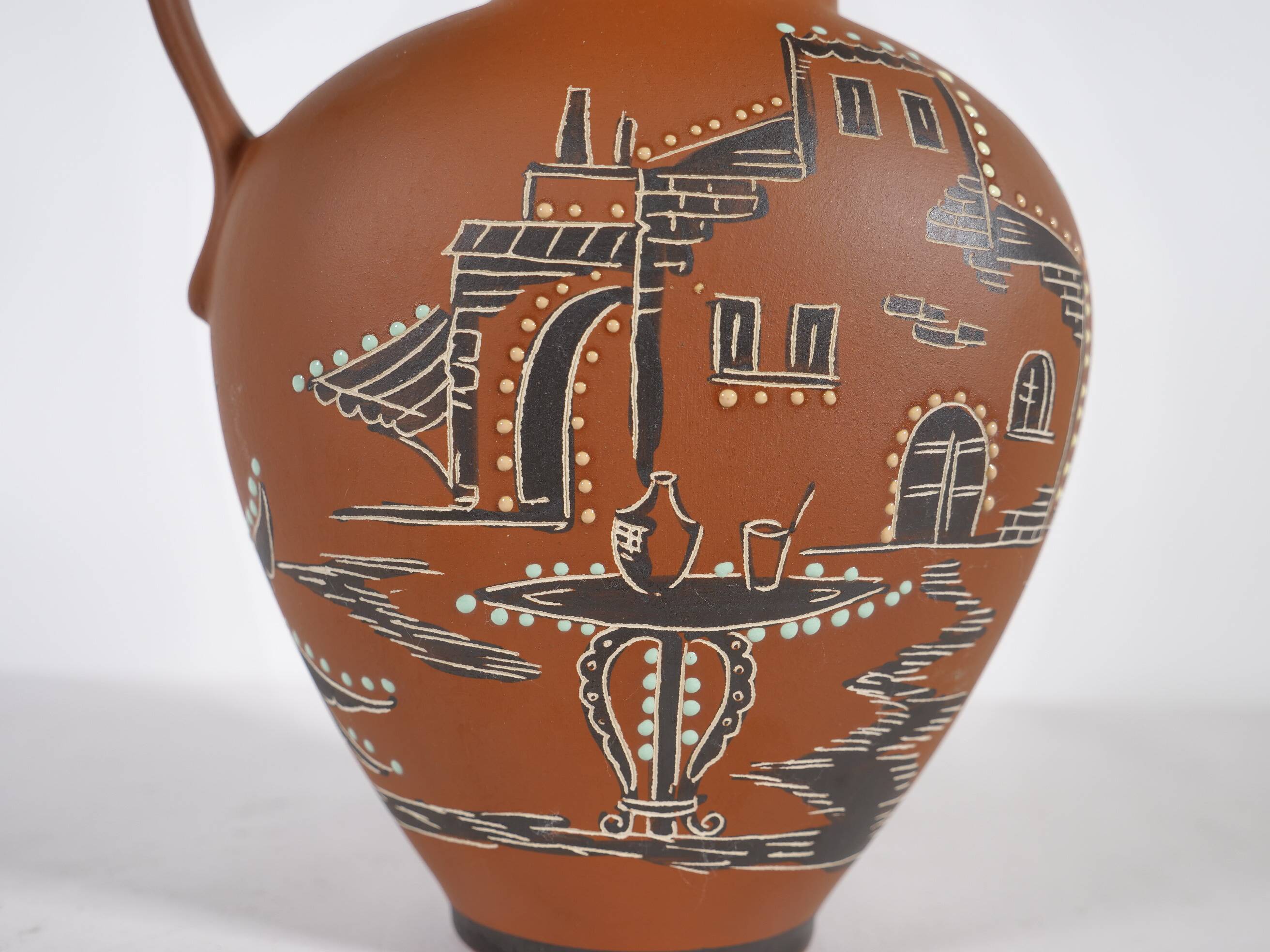 Hand-Painted Mid-Century Ceramic Vase by E. Knopp for Marzi & Remy, 1950s