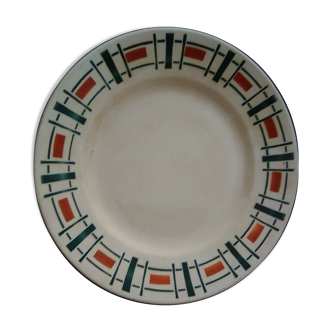 Round dish in Badonviller earthenware model Quiberon diam 28 cm