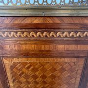 Louis XVI music cabinet, marquetry, brass gallery, marble top